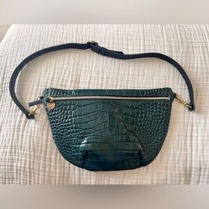 Clare V Green Croc-Embossed Leather Grande Fanny